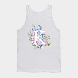 botanical monogram alphabet K hydrangea flowers Tank Top